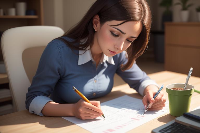 Image of a woman working on a budget.